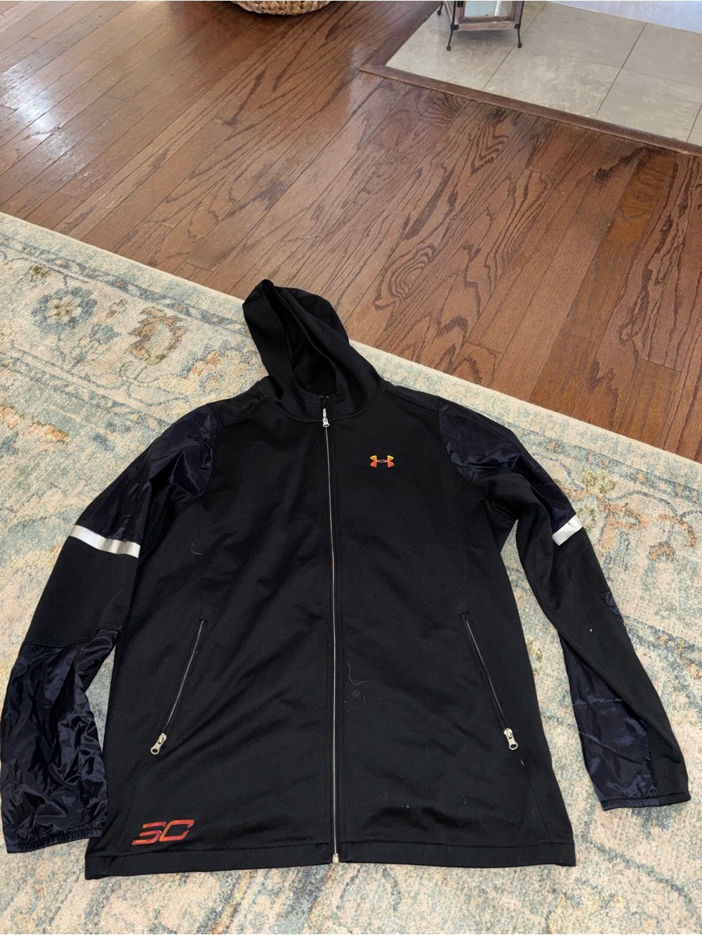 Under Armour Black Performance Full-Zip Hoodie with Red Accent